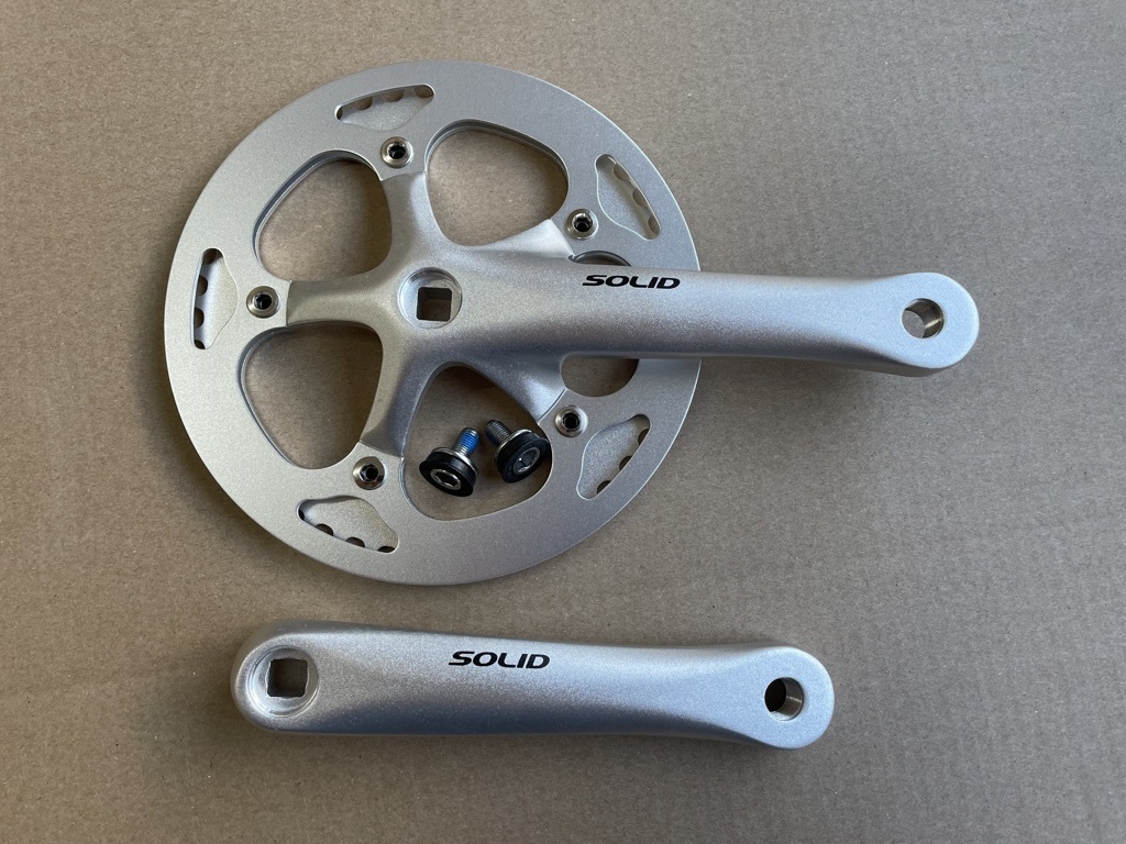 Solid Singlespeedkurbel 170mm silber 46Z schmal mit Hosenschutz