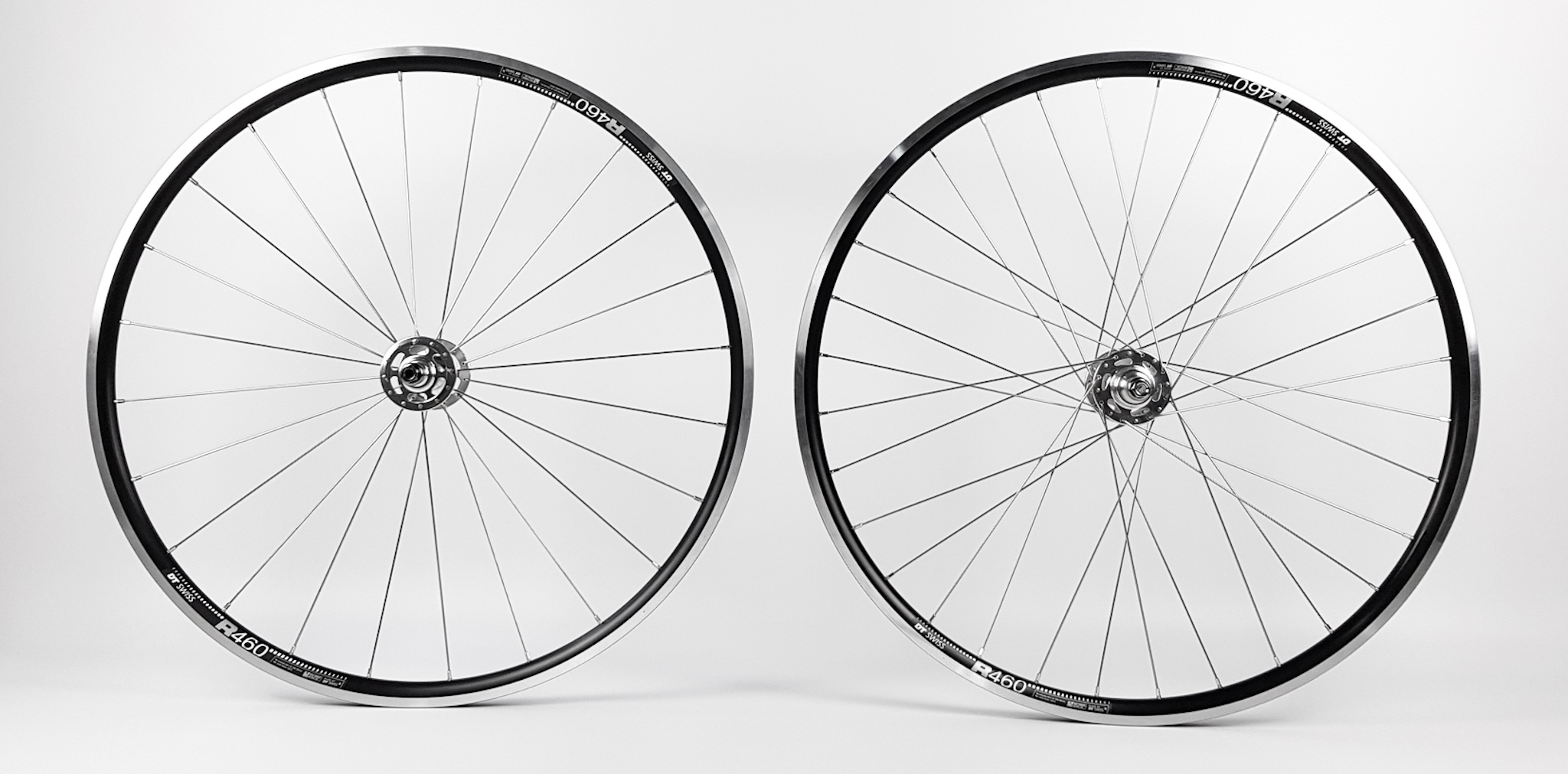 28" CNC Bahn Fix/Free Laufradsatz/DT Swiss R460 silber/schwarz