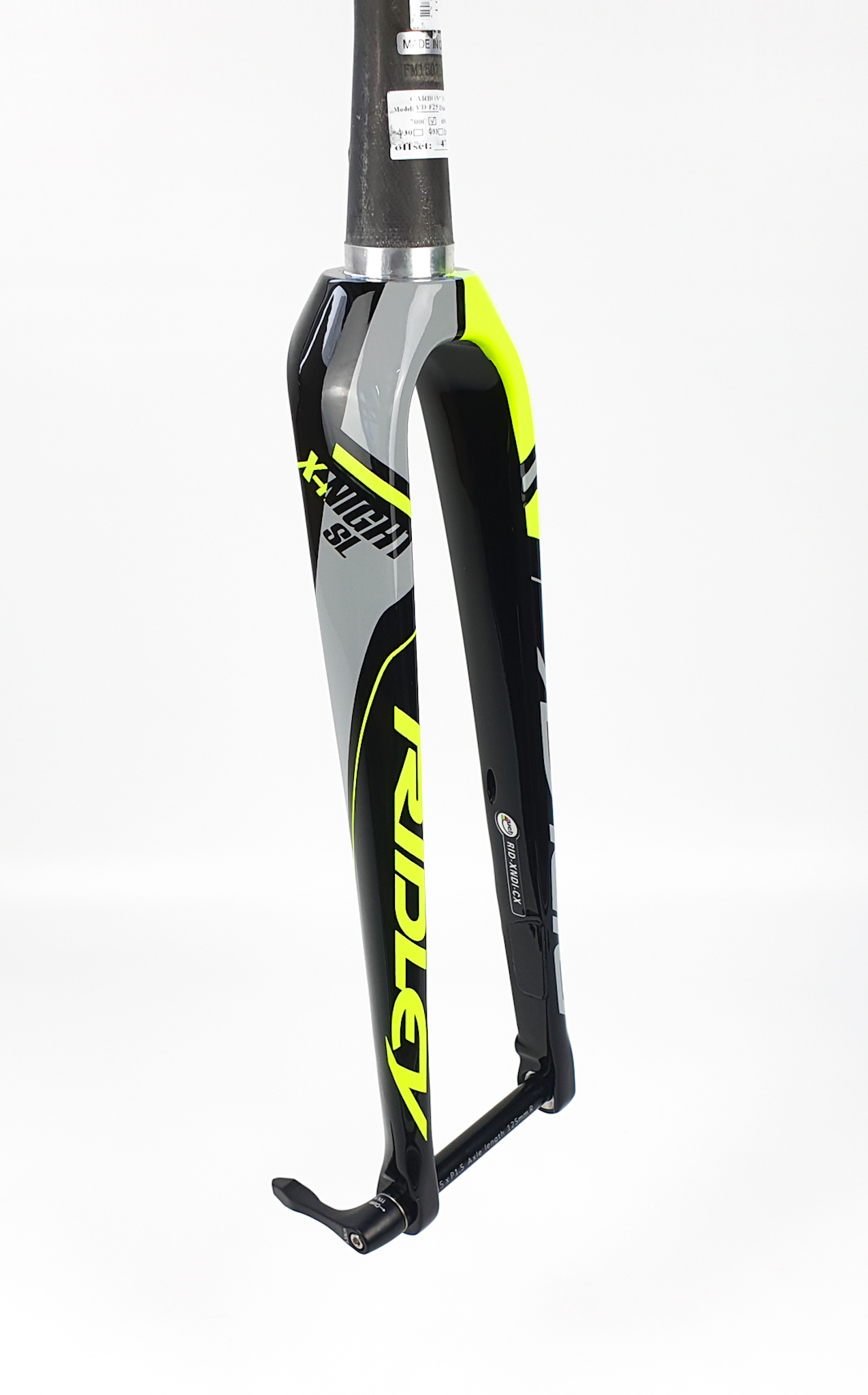 Ridley Gravel/Cross Carbon FM Disc-Gabel 15x100mm 28" tapered Dekor grau/gelb