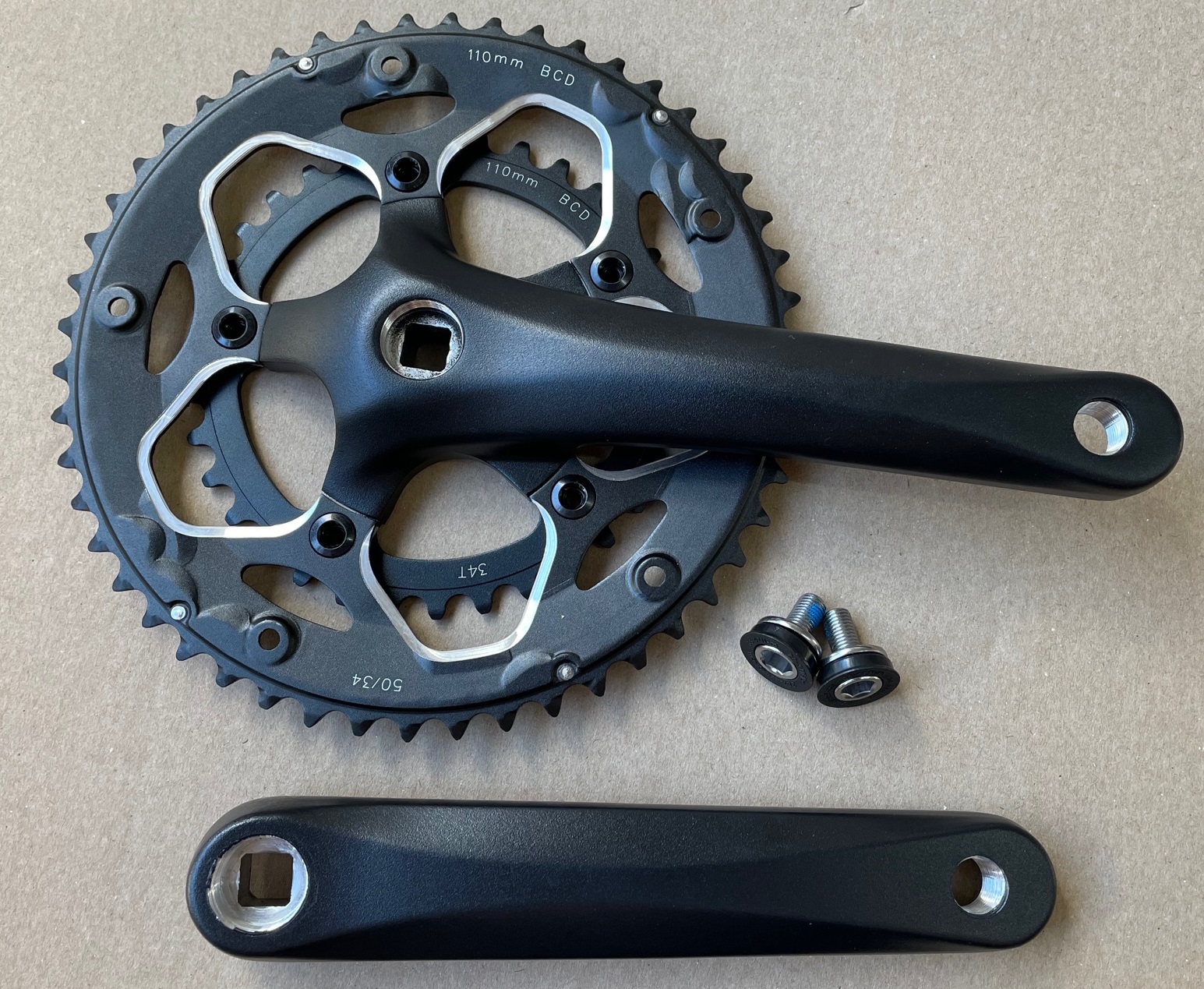 CNC Light Rennradkurbel Compact 4-Kant 172,5mm 50/34 schwarz