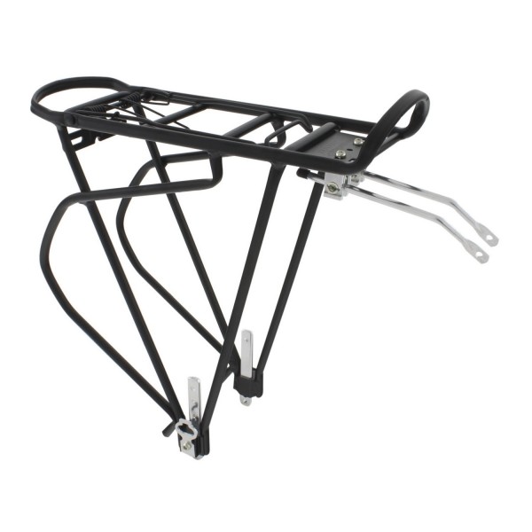 Tranz-X Alu Gepäckträger mit Federklappe breite Bauform schwarz