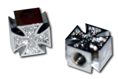 CNC Ventilkappen "Iron Cross" chrom 2 Stück