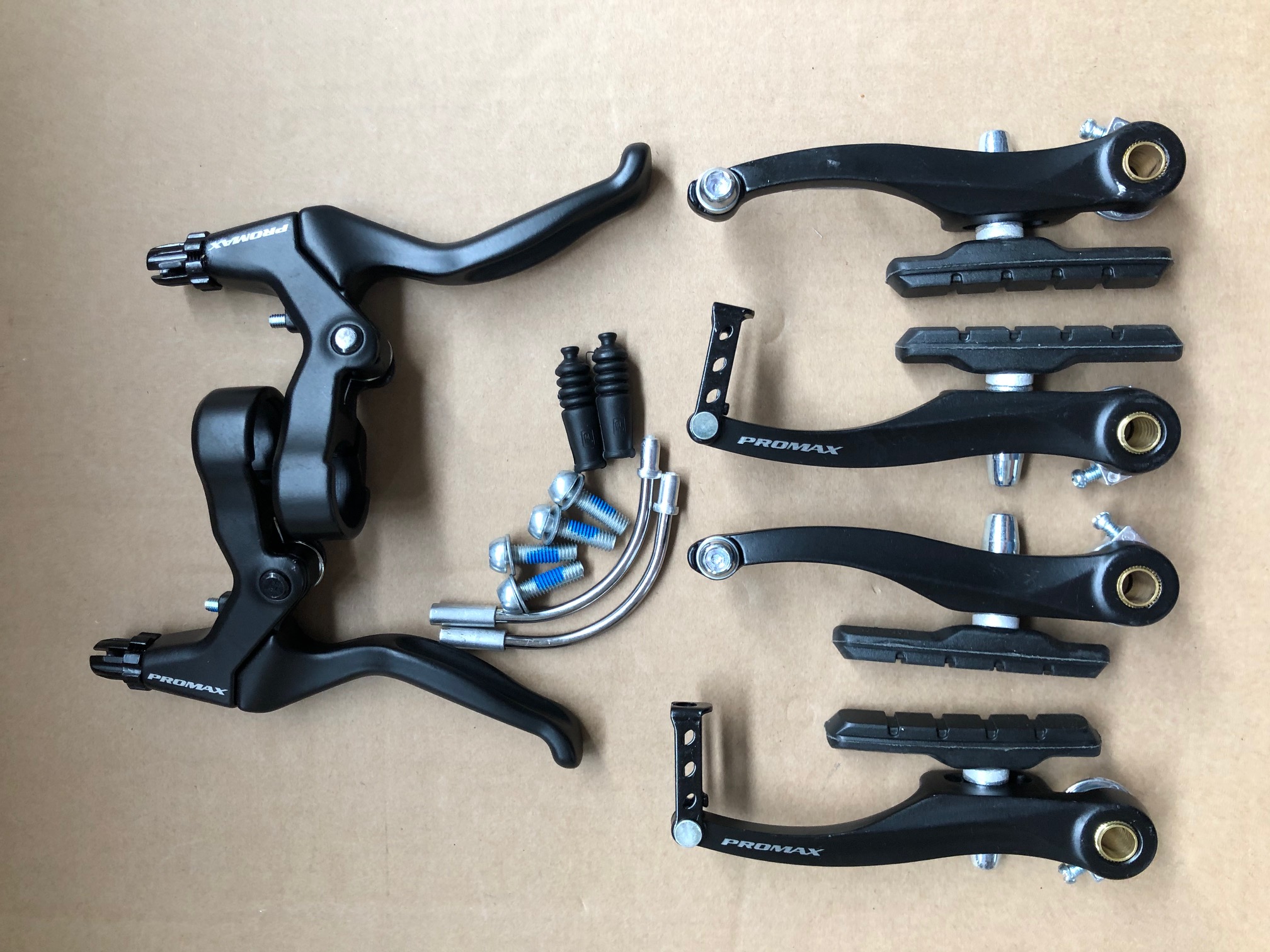 Promax V-Brake komplett Set schwarz (Hebel und Bremsen)