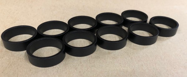 CNC Aluminiumspacer 5mm für 1 1/8" schwarz 10er-Set