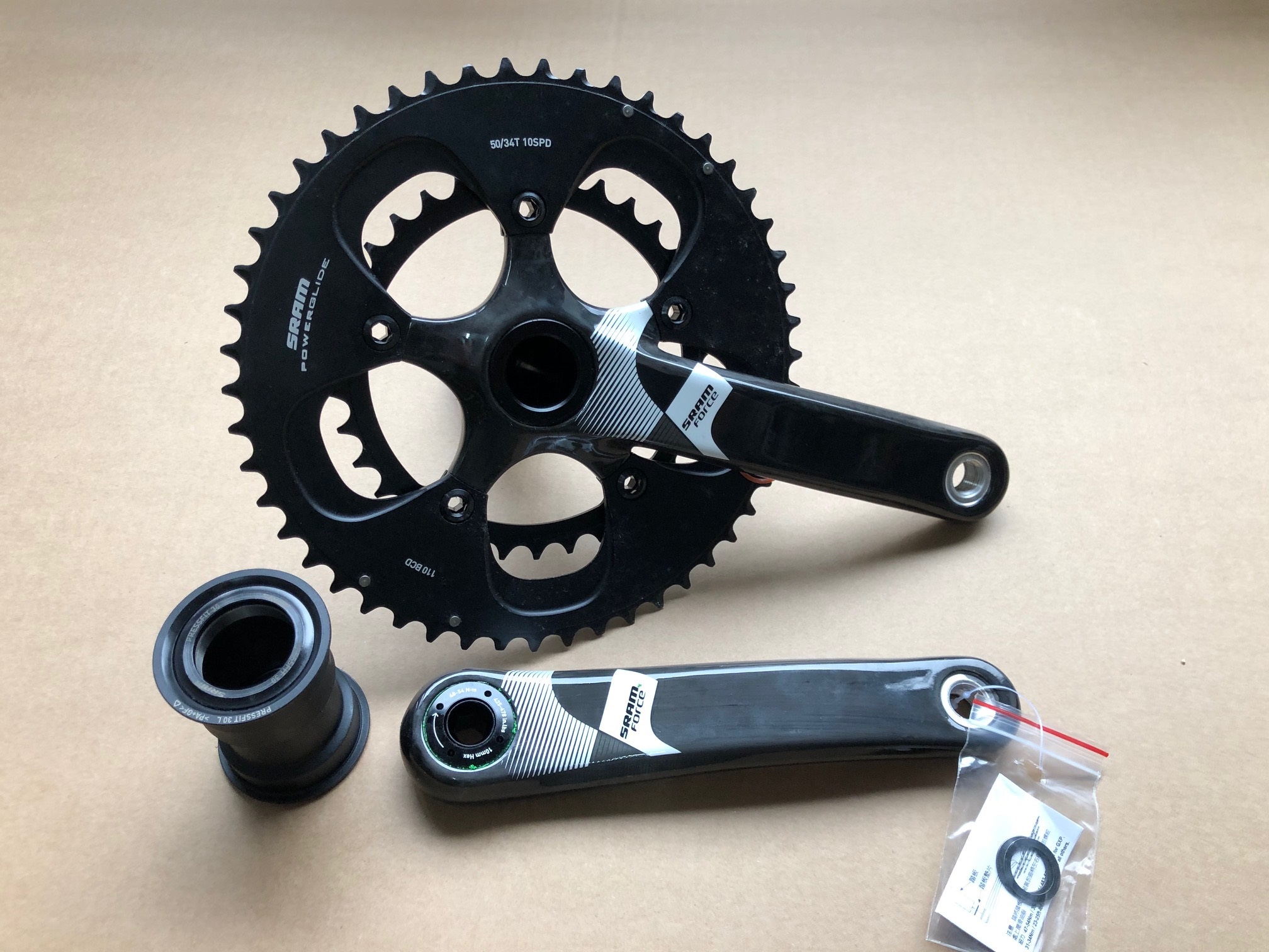 Sram Force Carbonkurbel 170mm 50/34 inkl. PF30 Innenlager