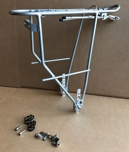 Tranz-X Alu Gepäckträger mit Federklappe schmale Bauform silber