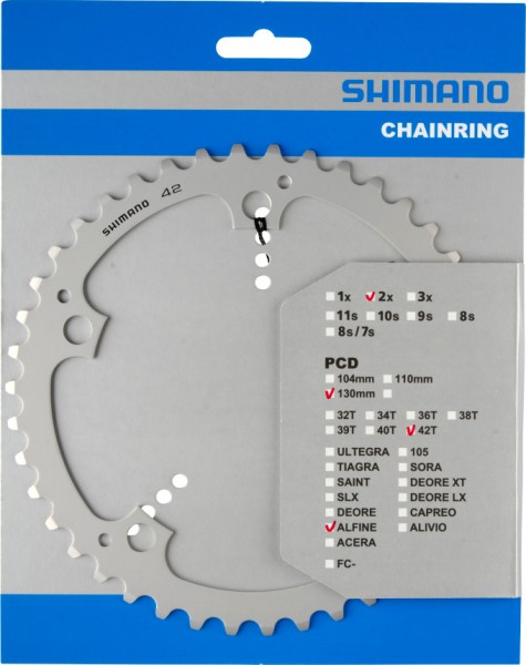Shimano Alfine Kettenblatt 42 Zähne 130mm silber